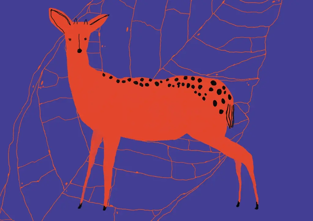 Ilustração: veado sobre fundo violeta